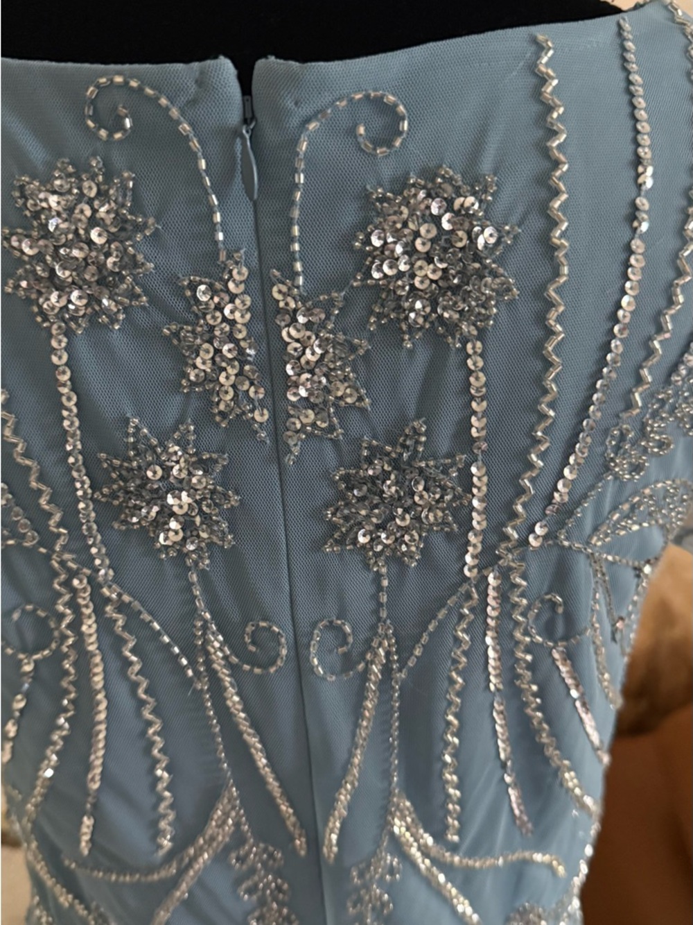 Adrianna Papell Blue Beaded Overlay Prom Cocktail Dress 6 - Picture 7 of 11